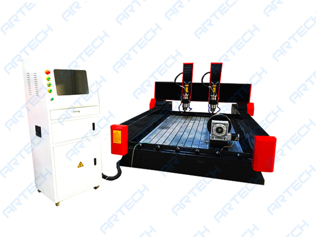 ART1325T-2 2 Head 4 Axis Stone Engraving Cnc Router with Rotary