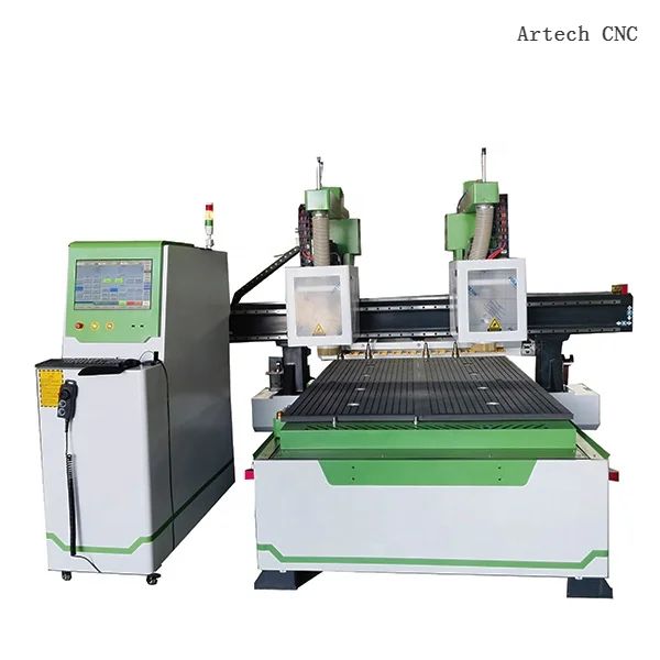 ATC Two separated double spindles heads wood cnc router with automatic tool changer ART1530ATC-2